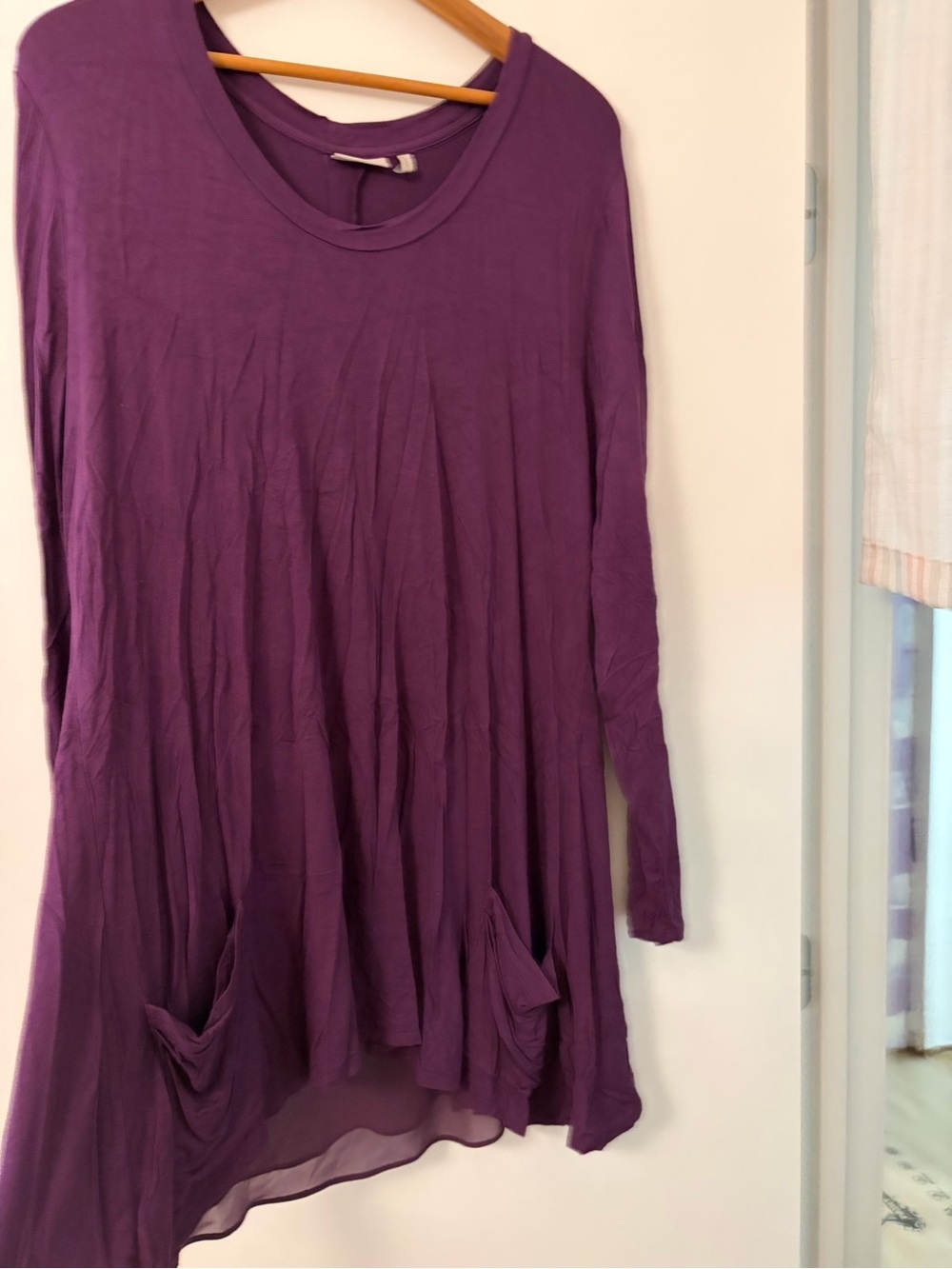 LOGO by Lori Goldstein Purple Tunic with Ruffle